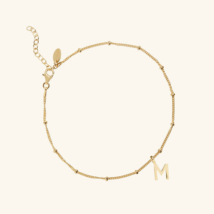 Letter Bead Chain Anklet Gold